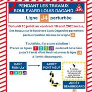 Travaux sur le boulevard Louis Dagand – Lignes 2 et J4 perturbées