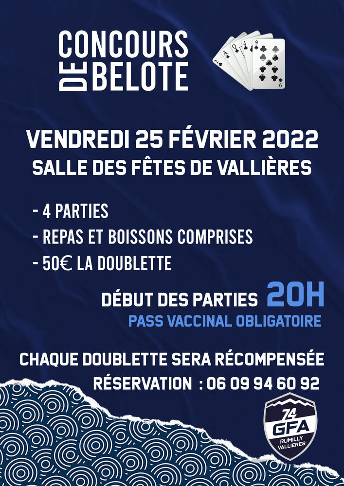 Soirée belote Rumilly Vallières GFA