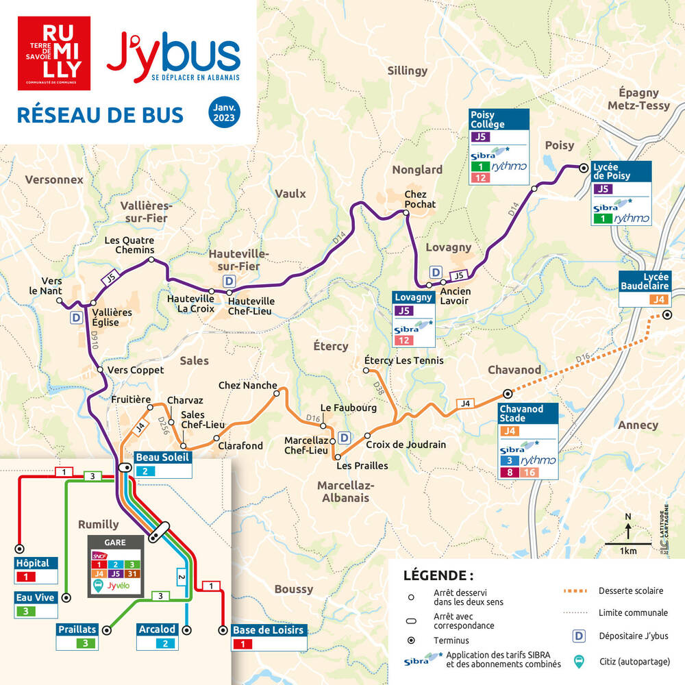 Carte j'ybus Rumilly