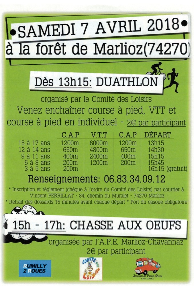 duathlon et chasse aux oeufs Marlioz