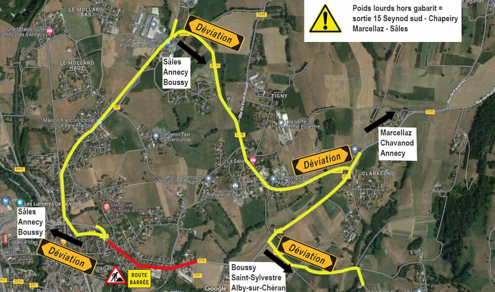 Route des creuses barrée